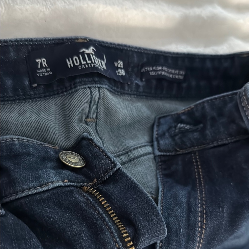 Hollister Navy Blue Denim ultra high wasted size 28